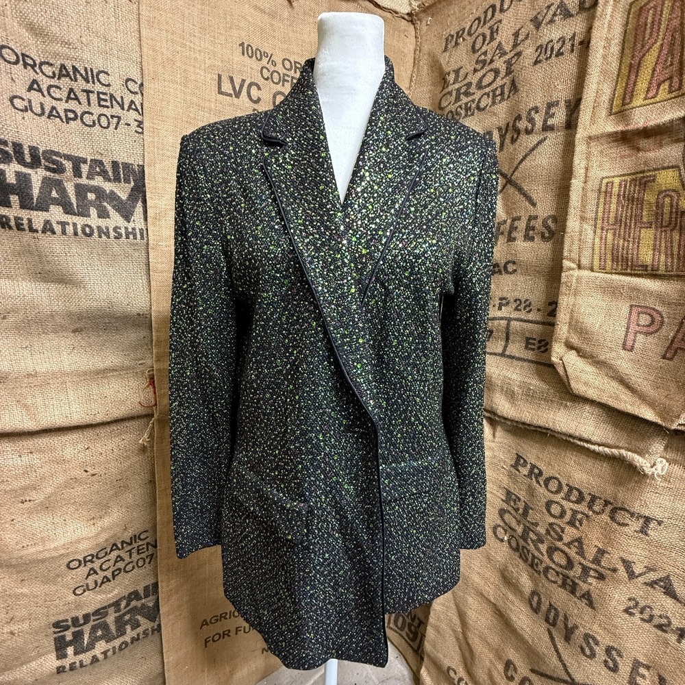 St. John Couture Marie Gray Womens 8 Sequin Embellished Blazer Black Beaded VTG - Picture 3 of 15